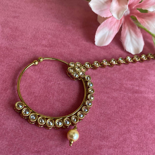 Non-Piercing Nose Ring - Champagne/ Fashion Jewellery/ Gift for Women/Indian/Pakistani style/Nath /Indian Nose Jewellery