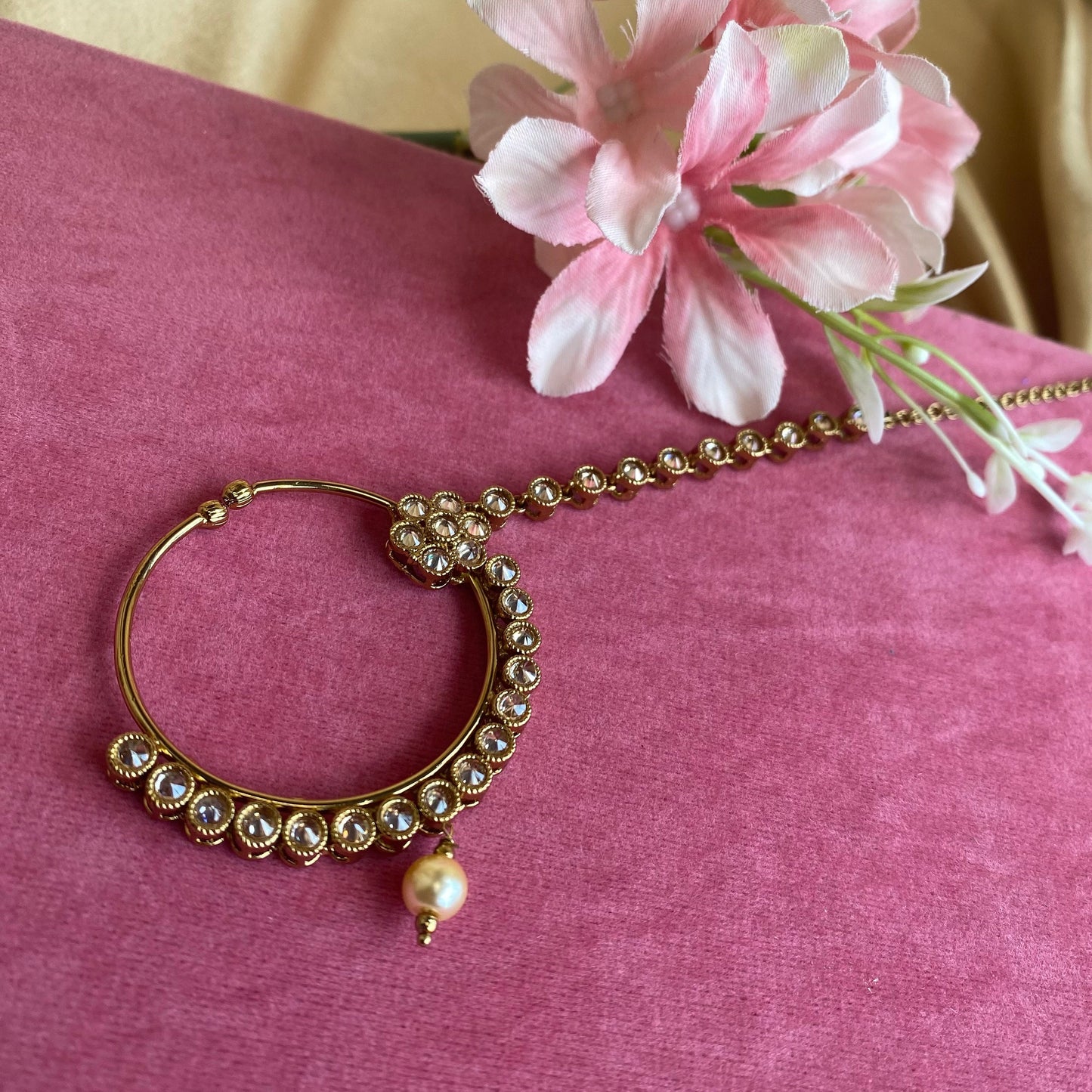 Non-Piercing Nose Ring - Champagne/ Fashion Jewellery/ Gift for Women/Indian/Pakistani style/Nath /Indian Nose Jewellery