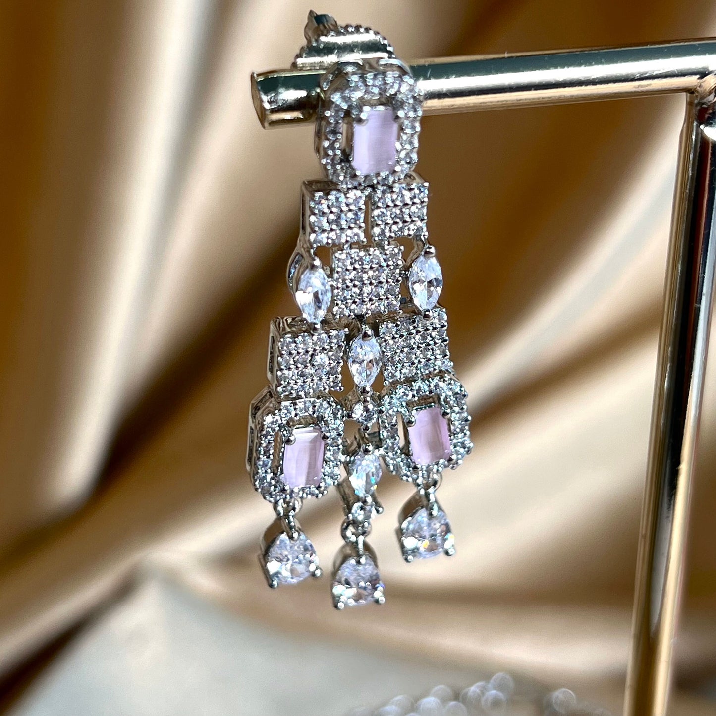 Pink -Diamante Diamante Necklace with Earring/Reception/Christmas/New Years Party/Fashion Jewellery/ Gift for Women