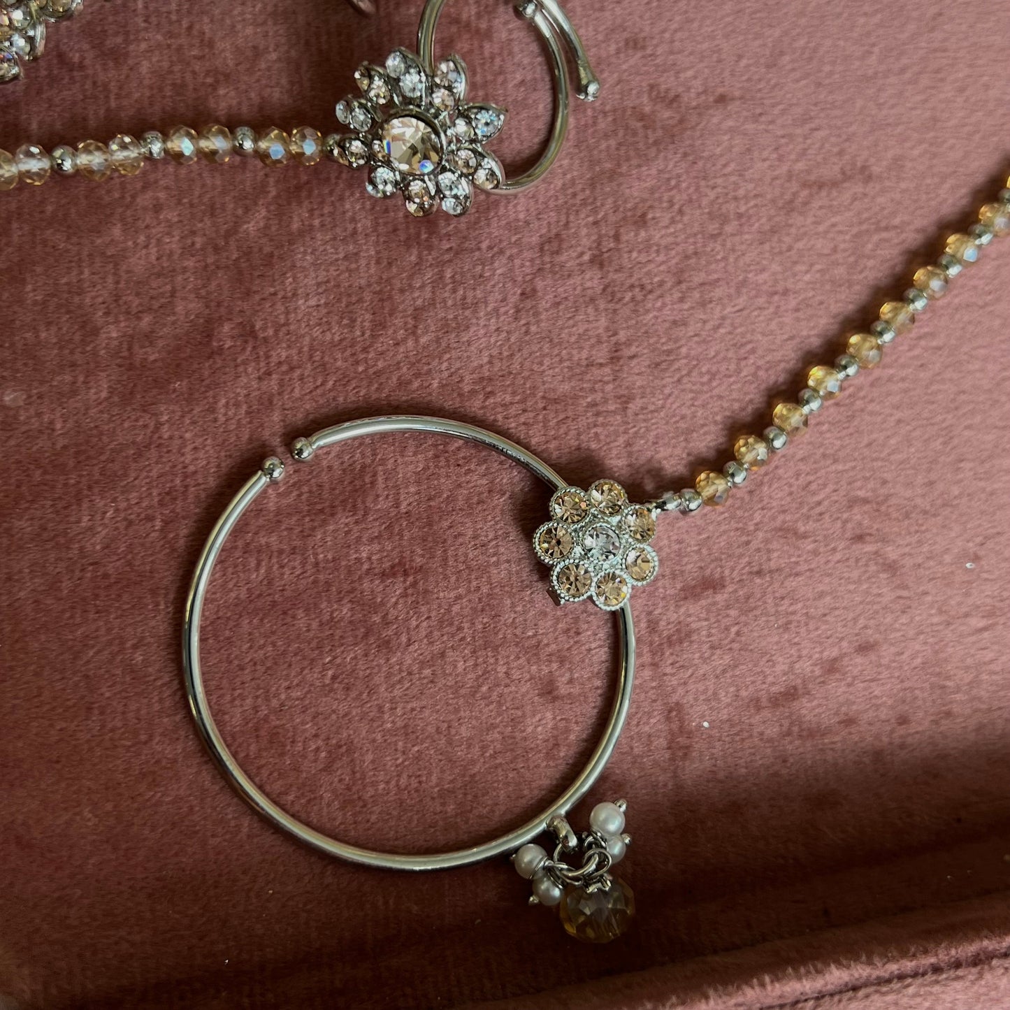 Full Bridal Set - Peach Indian/ Pakistani Style/Necklace, Choker, Earring, Tikka, Mala/ Haar/ Long necklace/ Hand harness/Wedding