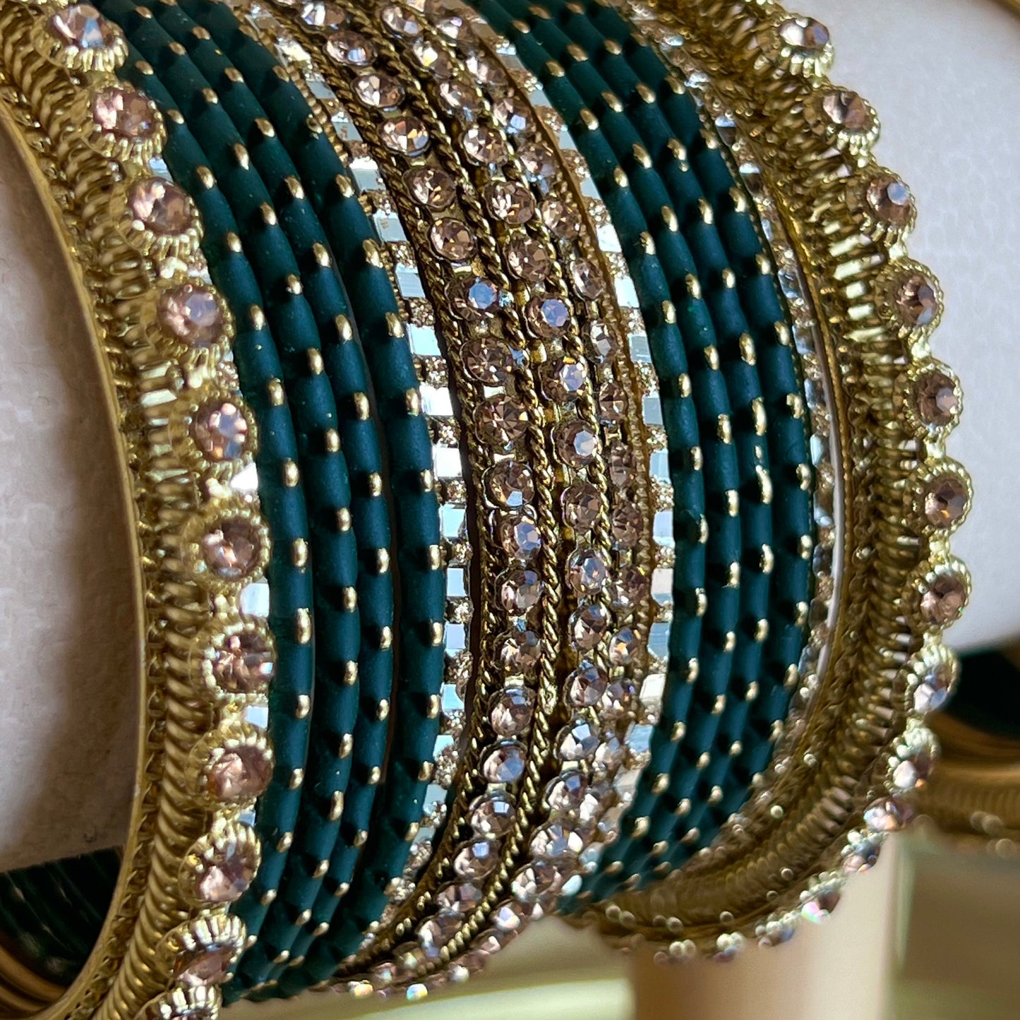 Gold/ Green Bangle set/Indian/ Pakistani/Jewelley/ Fashion Bracelet