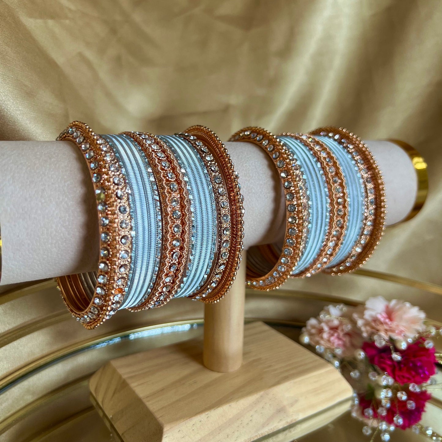 Rose Gold & Silver Bangle Set/Indian/ Pakistani/Jewelley/ Fashion Bracelet