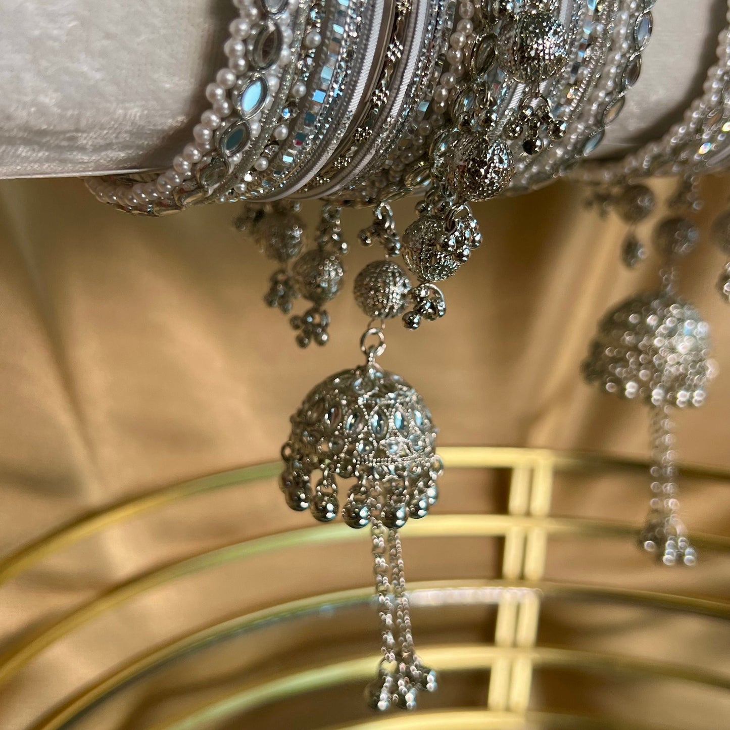 Limited Edition: Bridal Silver Mirror Jhumka Bangle Set