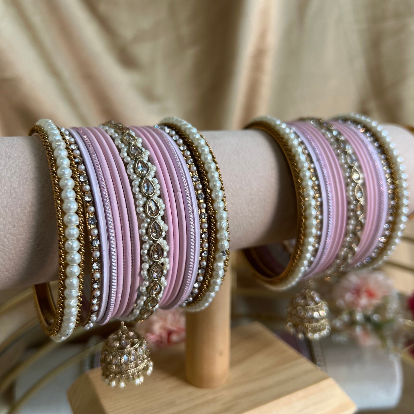 Pink Jhumka Bangle Set/Indian/ Pakistani/Jewelley/ Valentines Collection