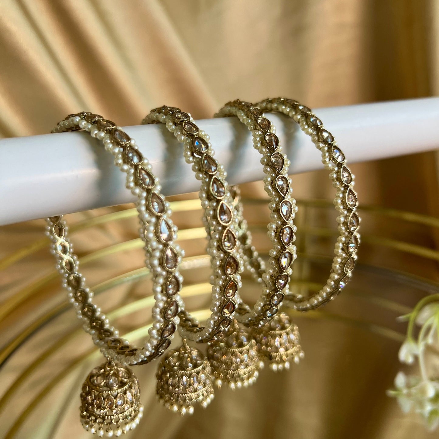 Champagne Jhumka Bangles (Pair)/Indian/ Pakistani/Jewelley/ Fashion Bracelet