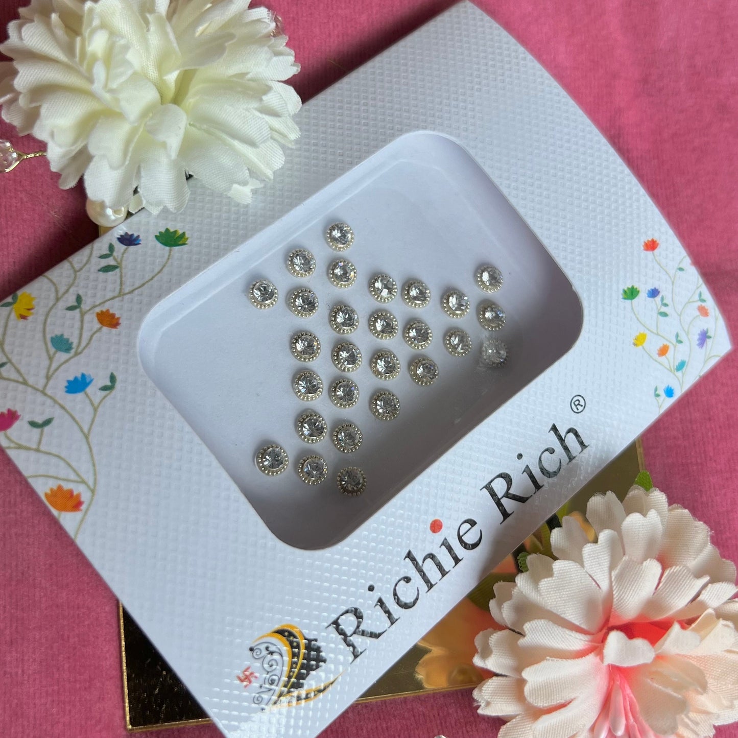 Silver Crystal Bindi Pack/ Bindiya/ Chanlo/ Indian Accessory/ Forehead Sticky Gem