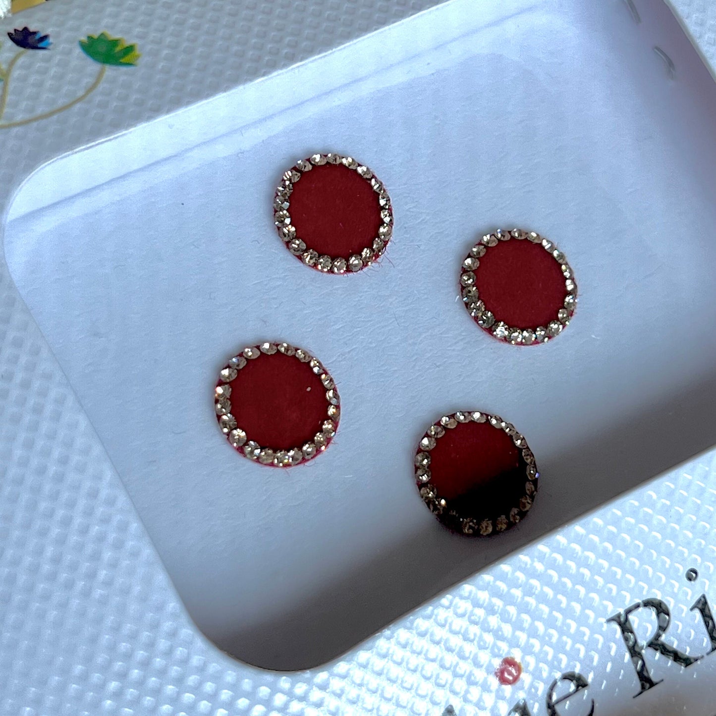 Maroon Round Bindi Pack/ Bindiya/ Chanlo/ Indian Accessory/ Forehead Sticky Gem