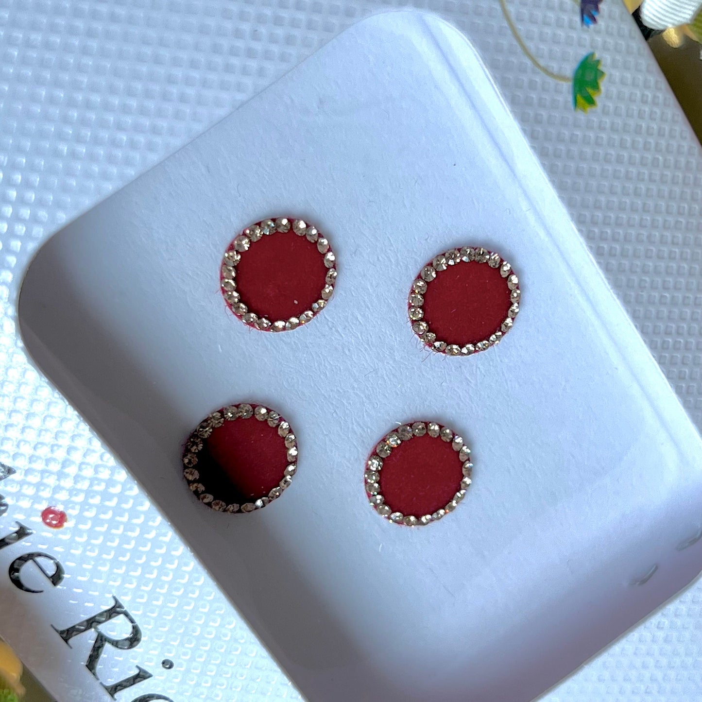 Maroon Round Bindi Pack/ Bindiya/ Chanlo/ Indian Accessory/ Forehead Sticky Gem