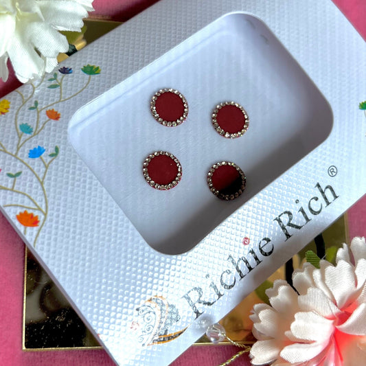 Maroon Round Bindi Pack/ Bindiya/ Chanlo/ Indian Accessory/ Forehead Sticky Gem