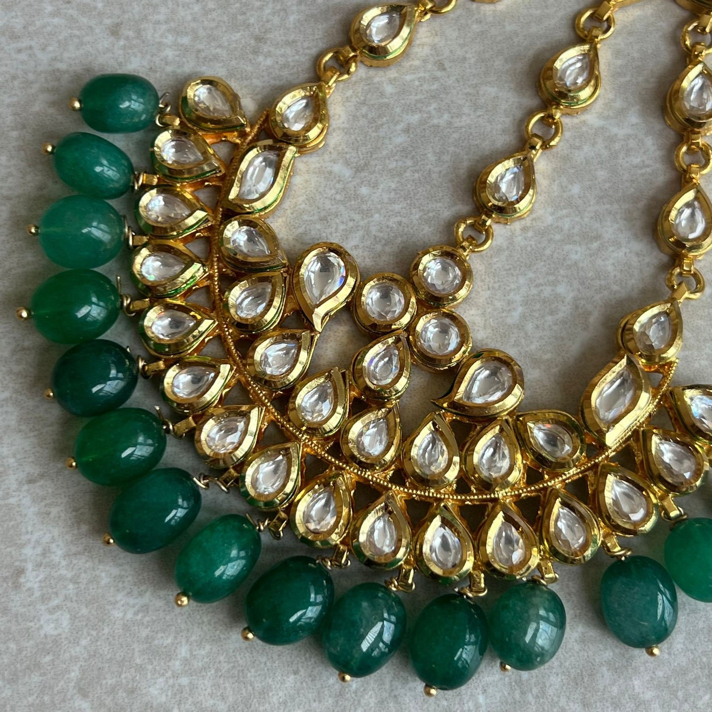 Faux Kundan Jhumar Green/ Passa/ Indian/ Pakistani Style/Headpieces