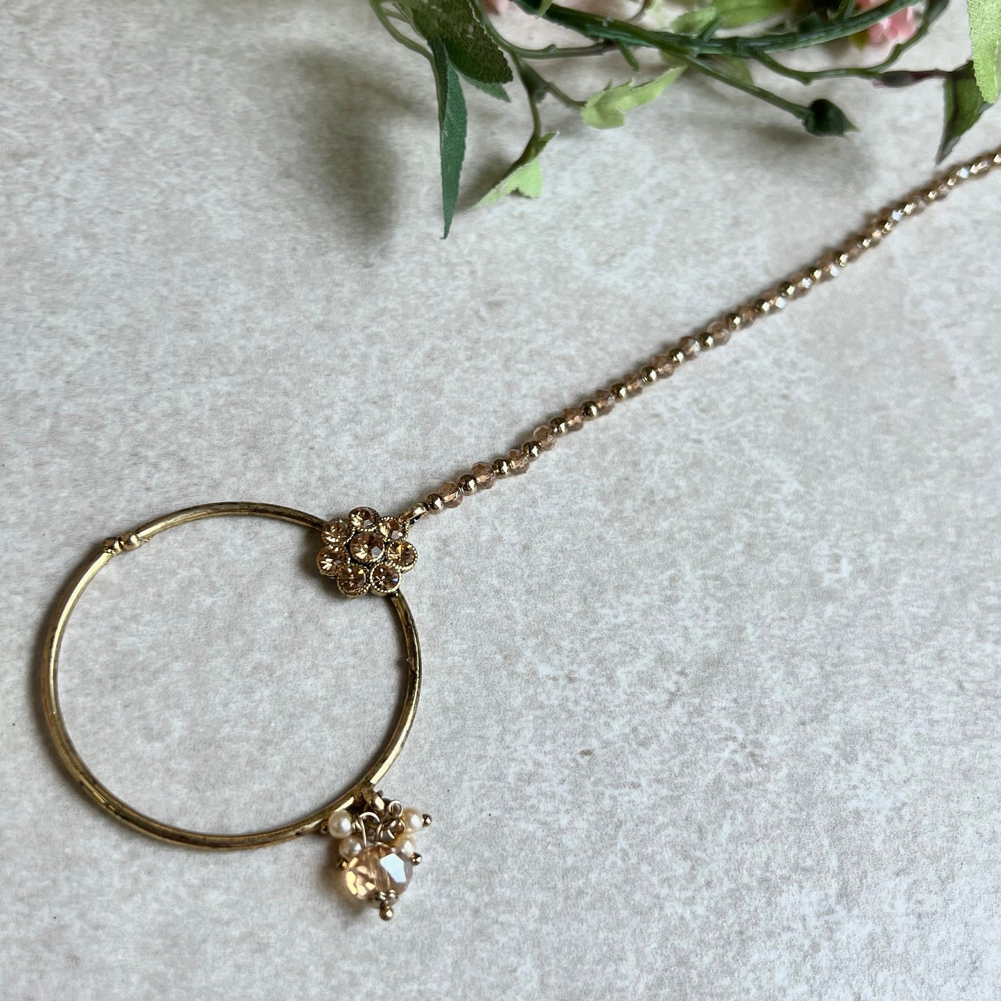 Non-Piercing Nose Ring - Champagne/ Fashion Jewellery/ Gift for Women/Indian/Pakistani style/Nath /Indian Nose Jewellery