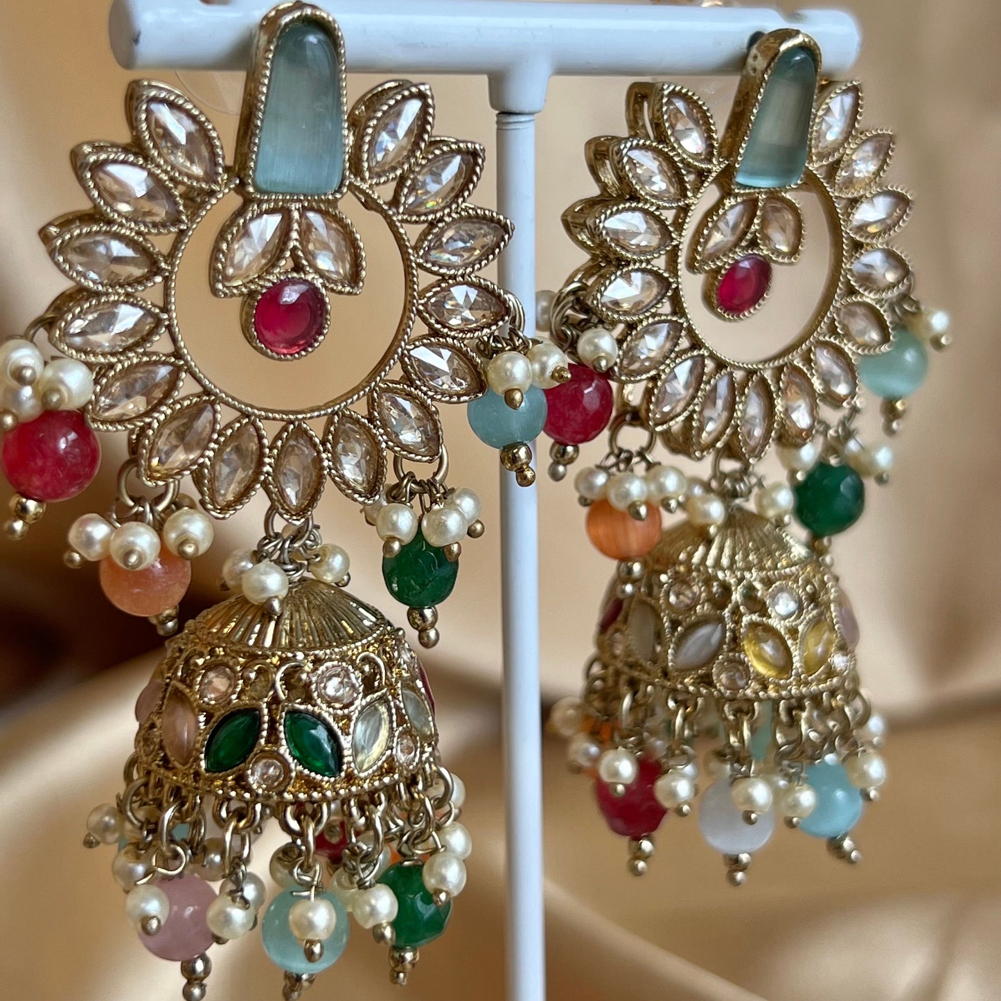 Crystal Earrings - Blue Multi colour/ Pink Pastels/Indian/ Pakistani Style