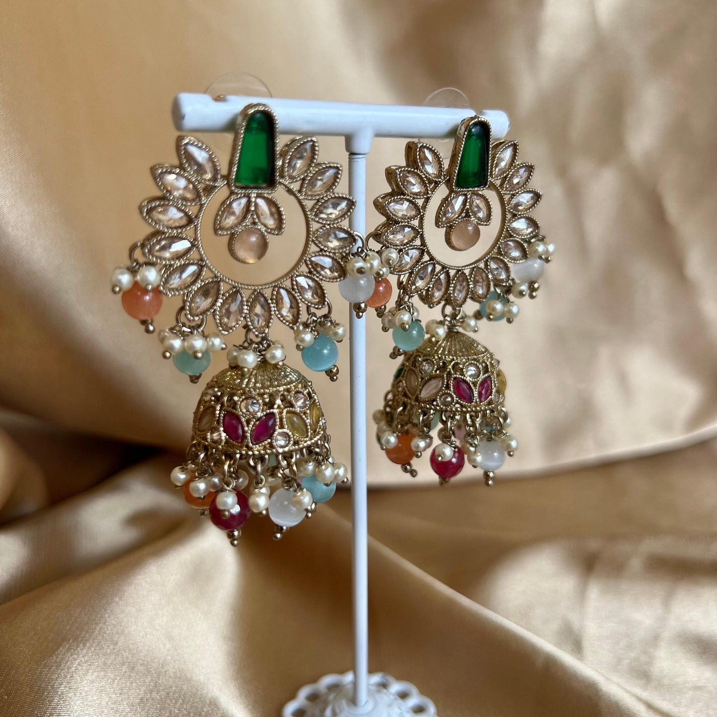 Crystal Earrings - Green Multicolour/ Fashion Jewellery/ Gift for Women