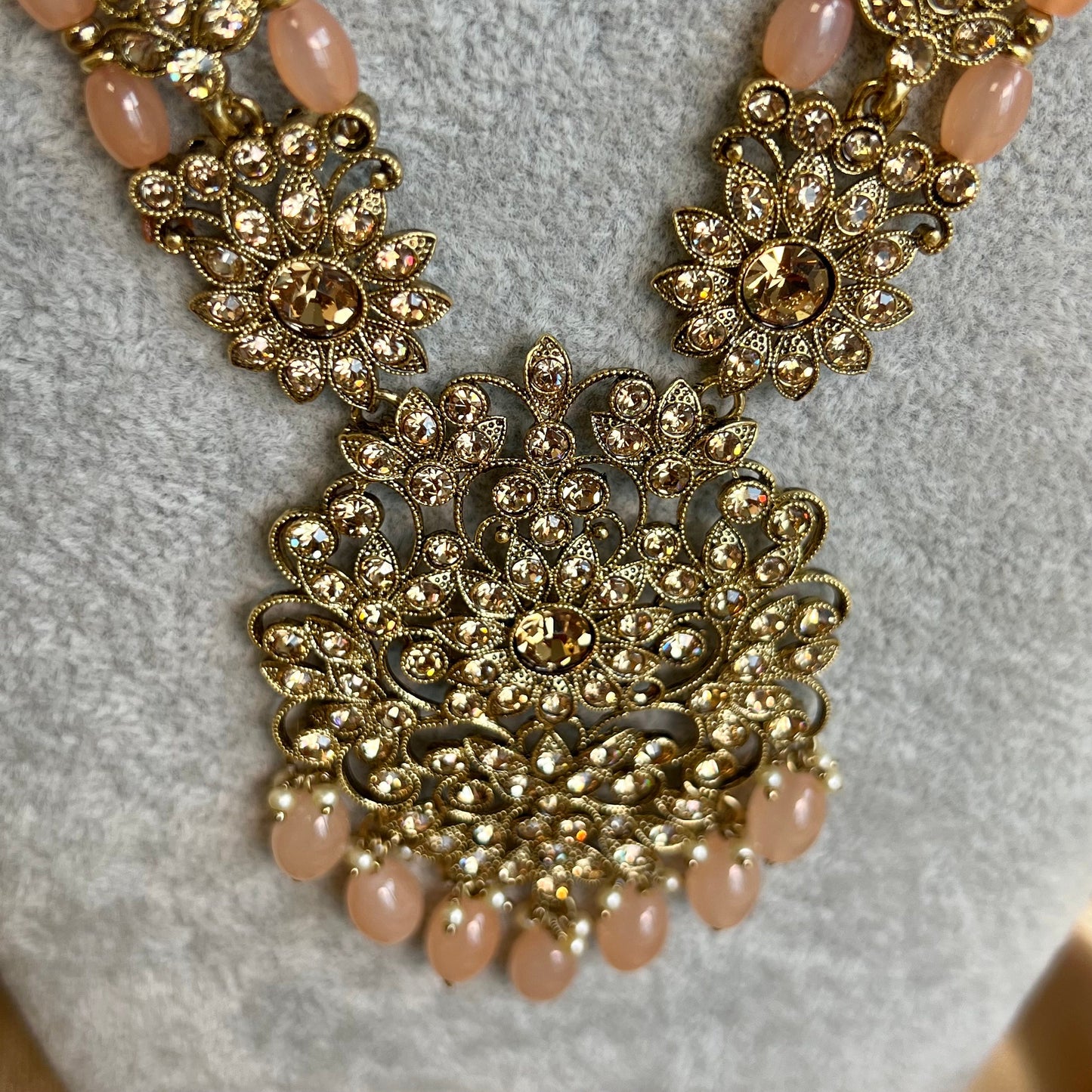 Peach Long Mala/ Long Necklace/ Haar/ Unique Style/ Indian/ Pakistani/Fashion Jewellery/ Gift for Women