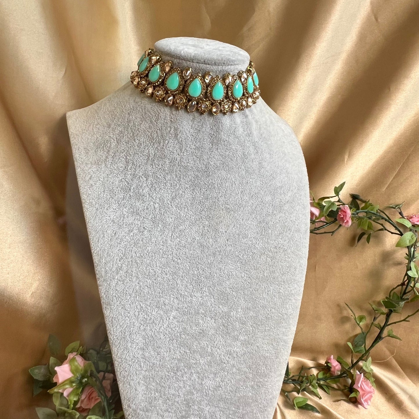 Mint and Golden Choker Only/ Unique Style/ Indian/ Pakistani/Fashion Jewellery/ Gift for Women