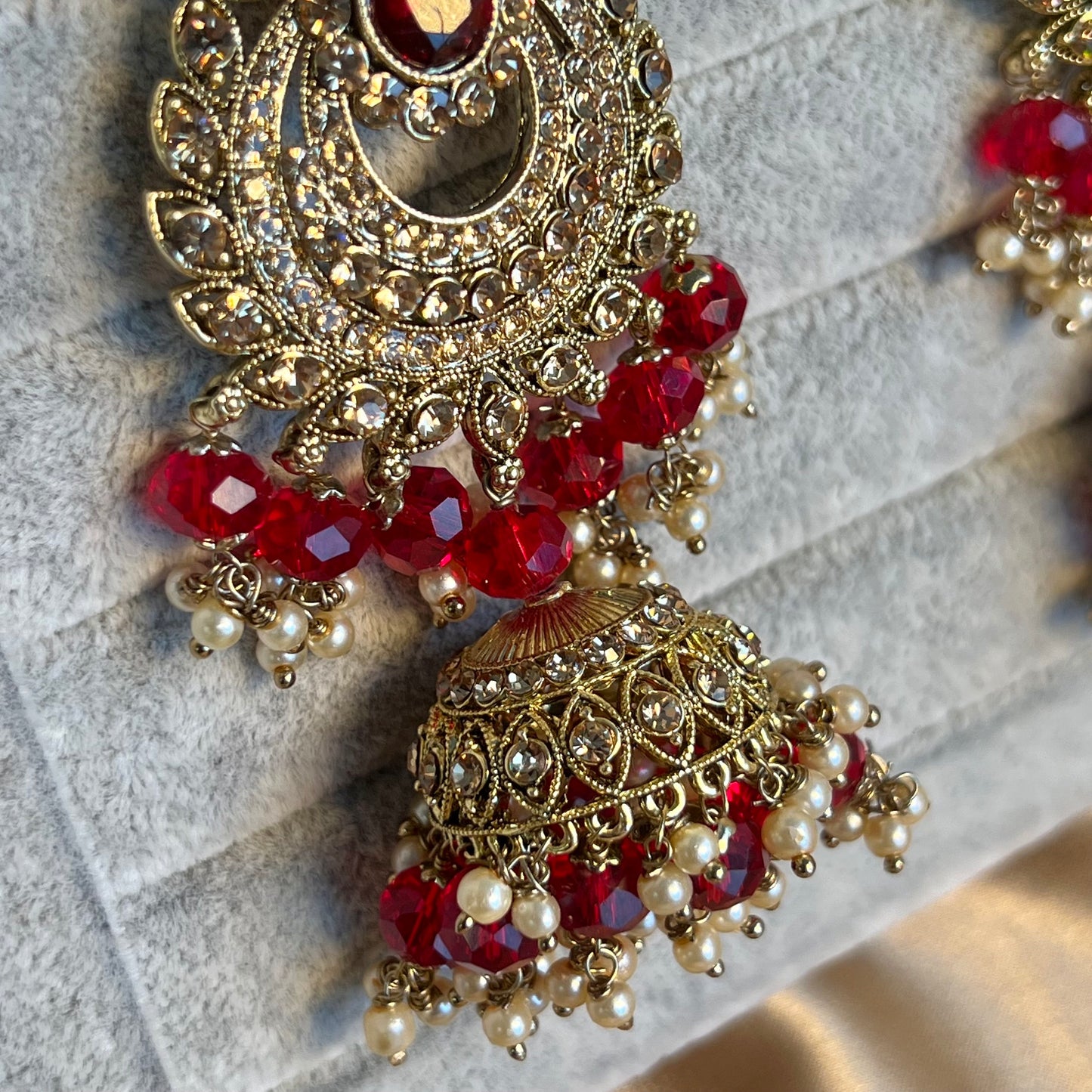 Red Necklace and Earring/ Tikka/ Tikli/ Indian/ Pakistani/Fashion Jewellery/ Gift for Women