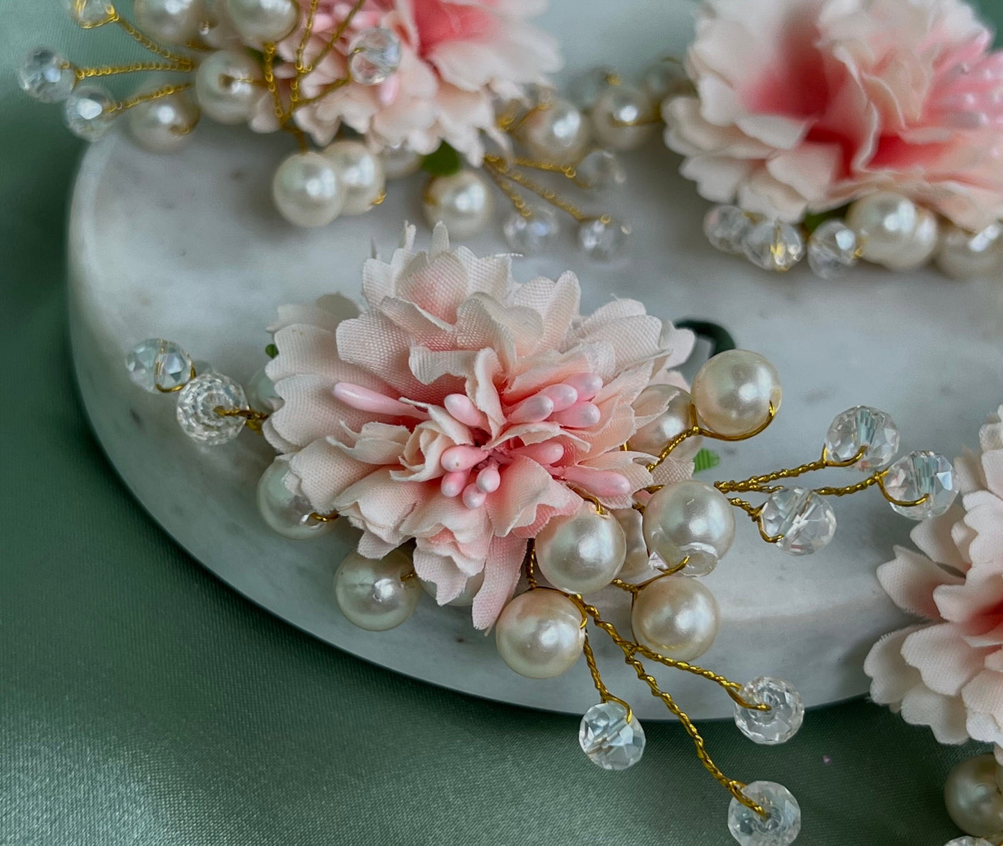 Indian Pink Hair Flower Hair Accessory - Pack of 4/ Unique Style/ Indian/ Pakistani/Fashion Jewellery/ Gift for Women