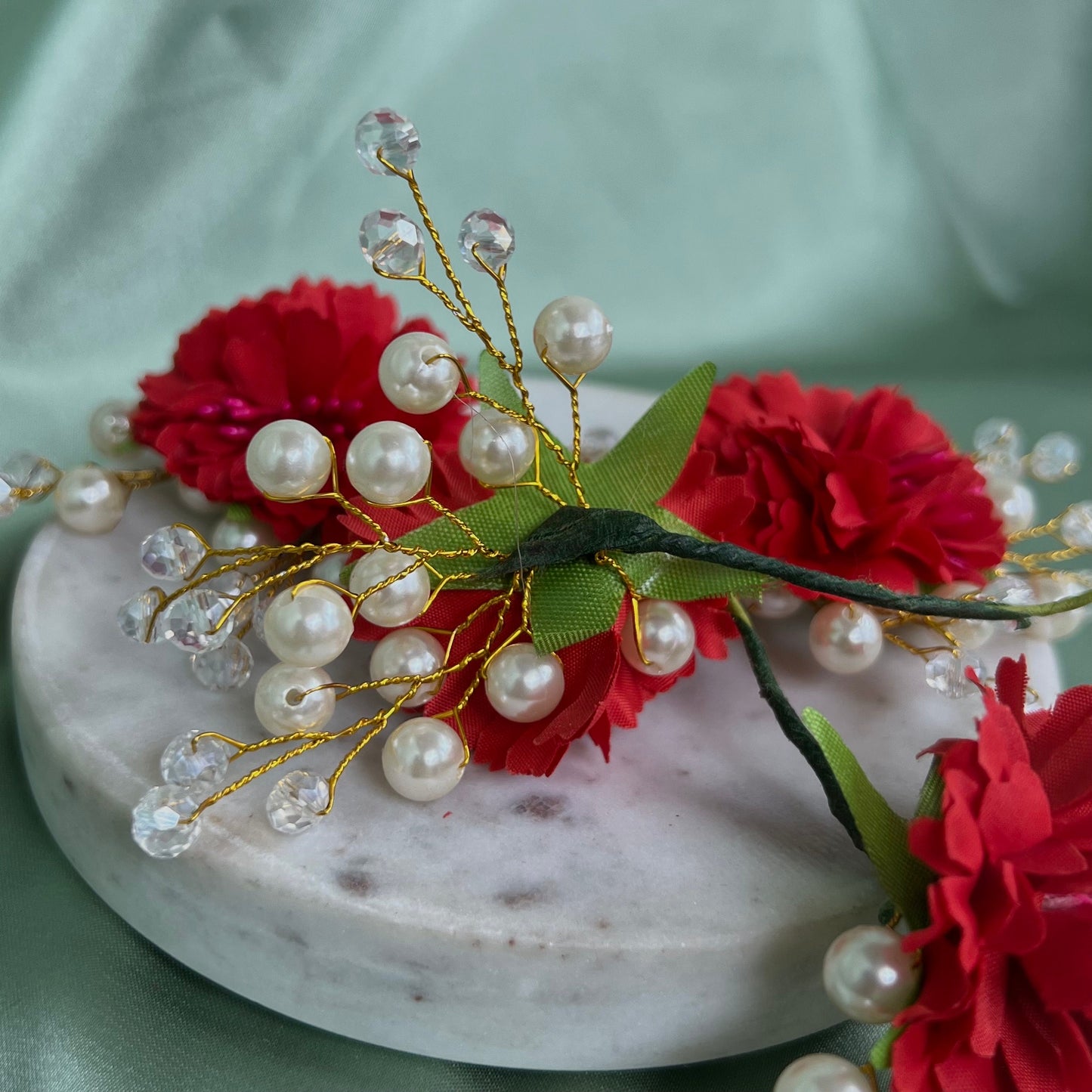 Hair Flower Hair Accessory Pack of 4 - Red/ Unique Style/ Indian/ Pakistani/Fashion Jewellery/ Gift for Women