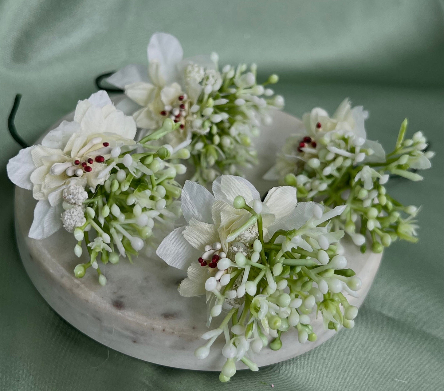 Indian Hair Flower Hair Accessory Pack of 4 - White/Mint/ Unique Style/ Indian/ Pakistani/Fashion Jewellery/ Gift for Women