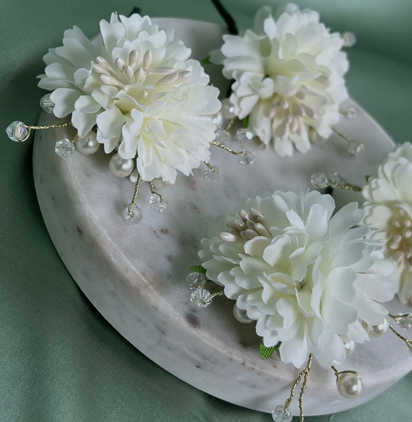 Flower Hair Accessory Pack of 4 - White/ Unique Style/ Indian/ Pakistani/Fashion Jewellery/ Gift for Women