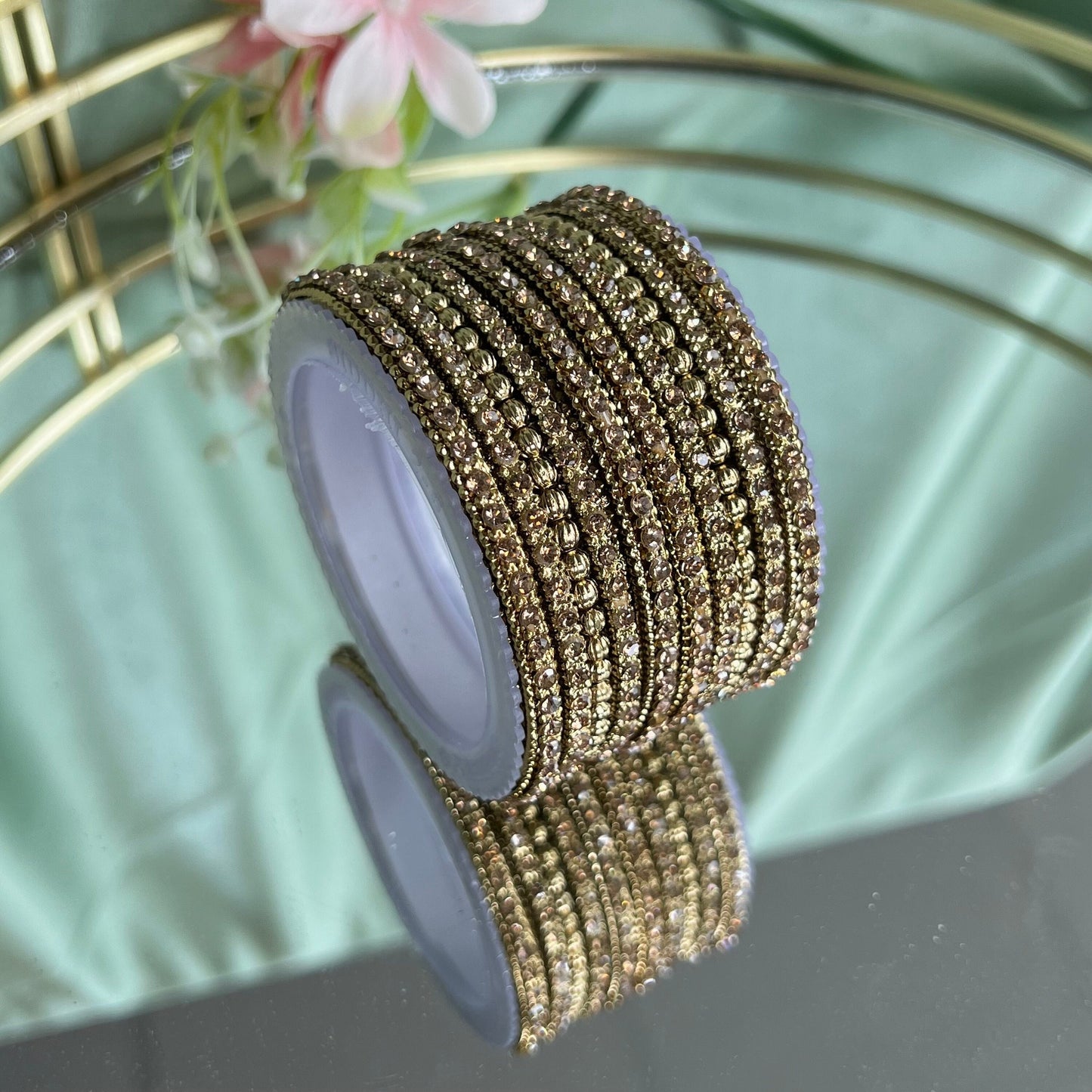 Small Antique Gold  Bangle Set for Both Arms - Golden/Indian/ Pakistani/Jewelley/ Fashion Bracelet