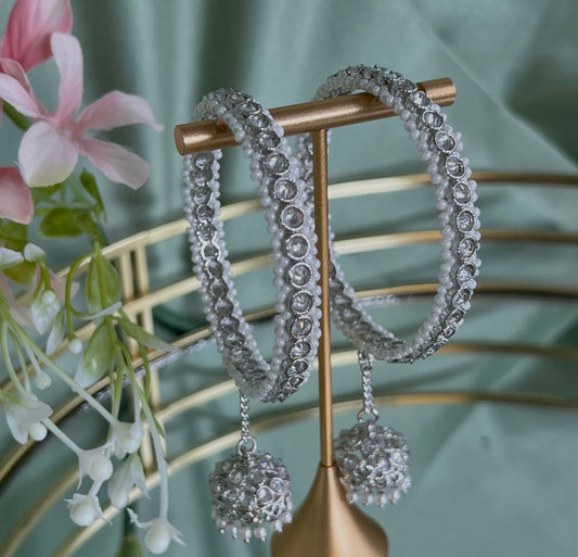 Silver Slim Jhumka Bangles 2.2 - Set of 2/Indian/ Pakistani/Jewelley/ Fashion Bracelet