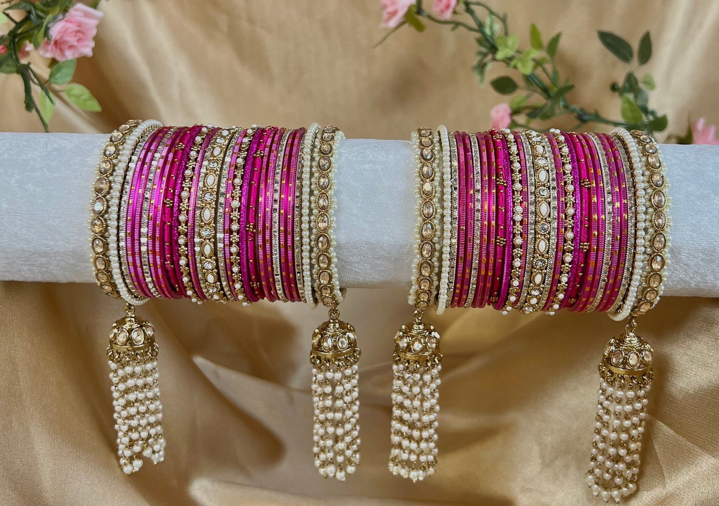 Hot Pink Bridal Bangle Set/Indian/ Pakistani/Jewelley/ Fashion Bracelet