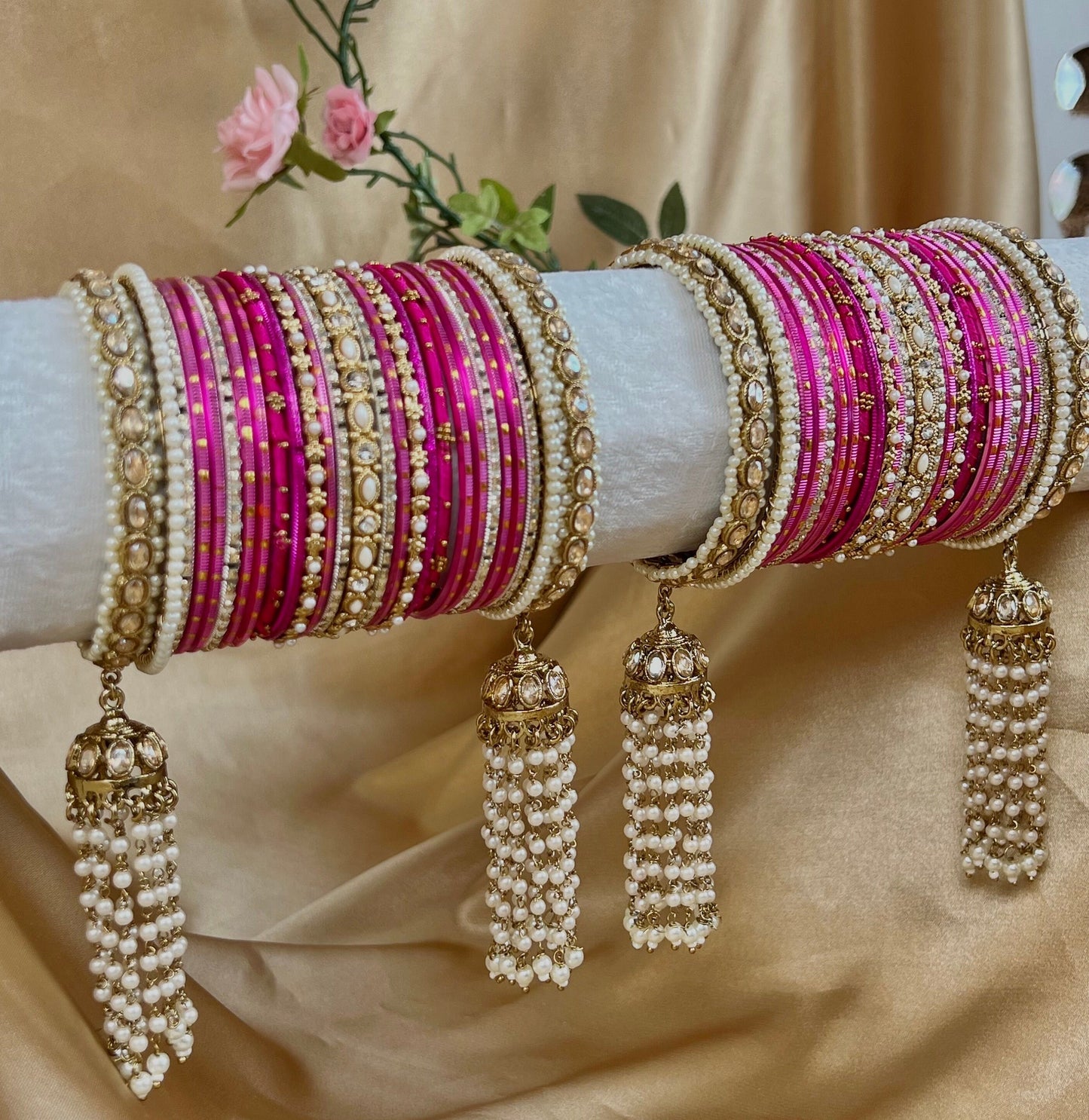 Hot Pink Bridal Bangle Set/Indian/ Pakistani/Jewelley/ Fashion Bracelet