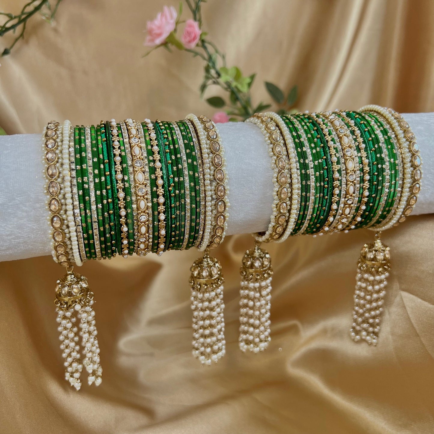 Green Luxury Bridal Bangle Set/Indian/ Pakistani/Jewelley/ Fashion Bracelet