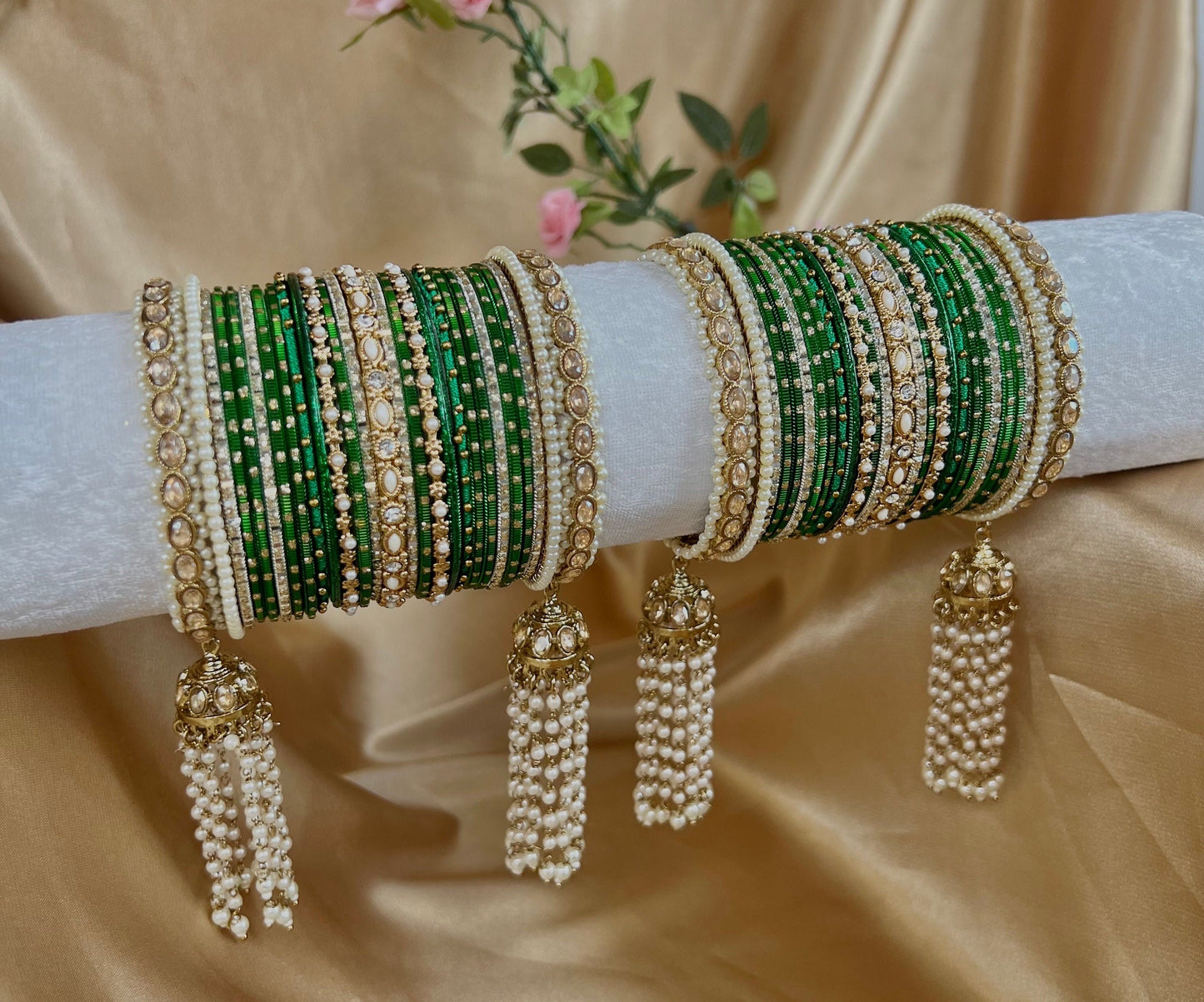 Green Luxury Bridal Bangle Set/Indian/ Pakistani/Jewelley/ Fashion Bracelet