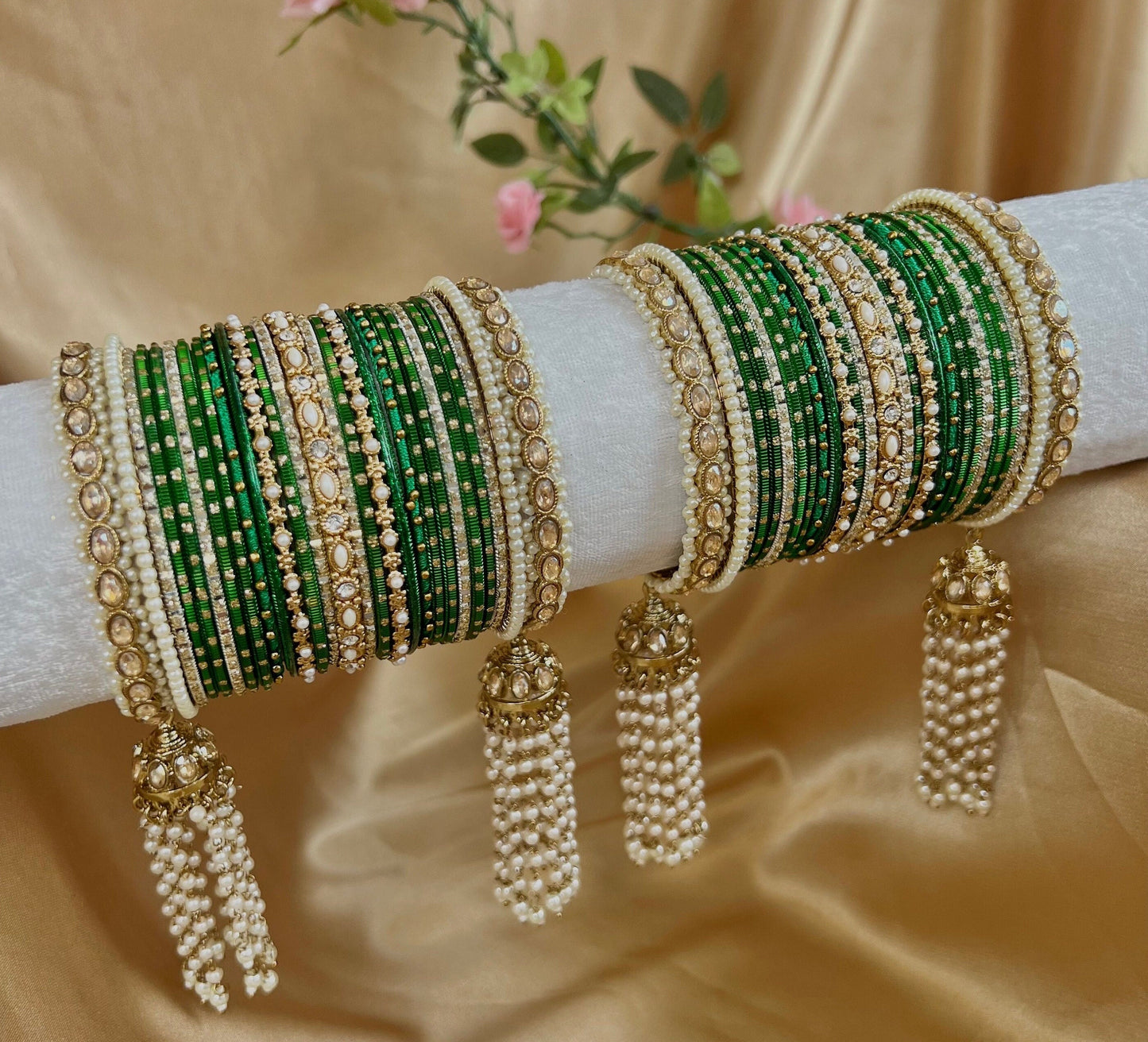 Green Luxury Bridal Bangle Set/Indian/ Pakistani/Jewelley/ Fashion Bracelet