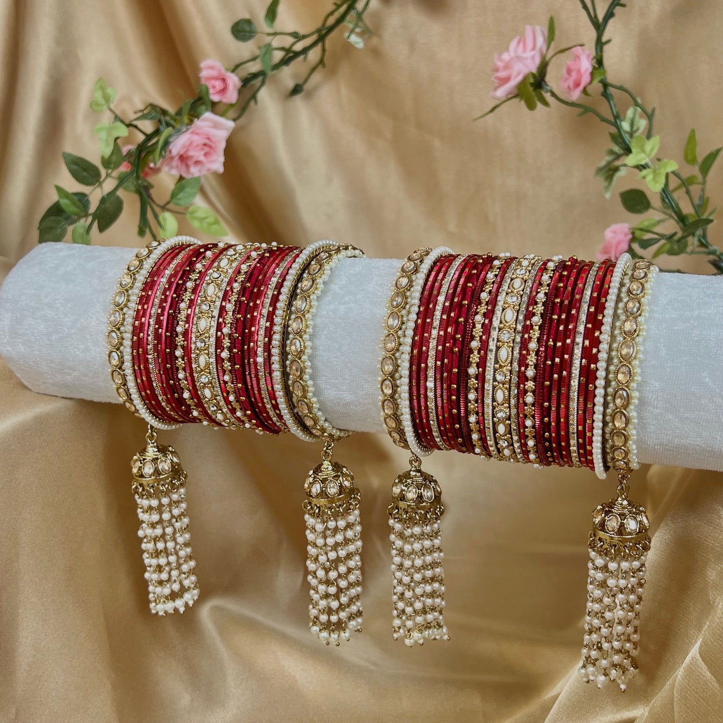 Maroon Luxury Bridal Bangle Set/Indian/ Pakistani/Jewelley/ Fashion Bracelet