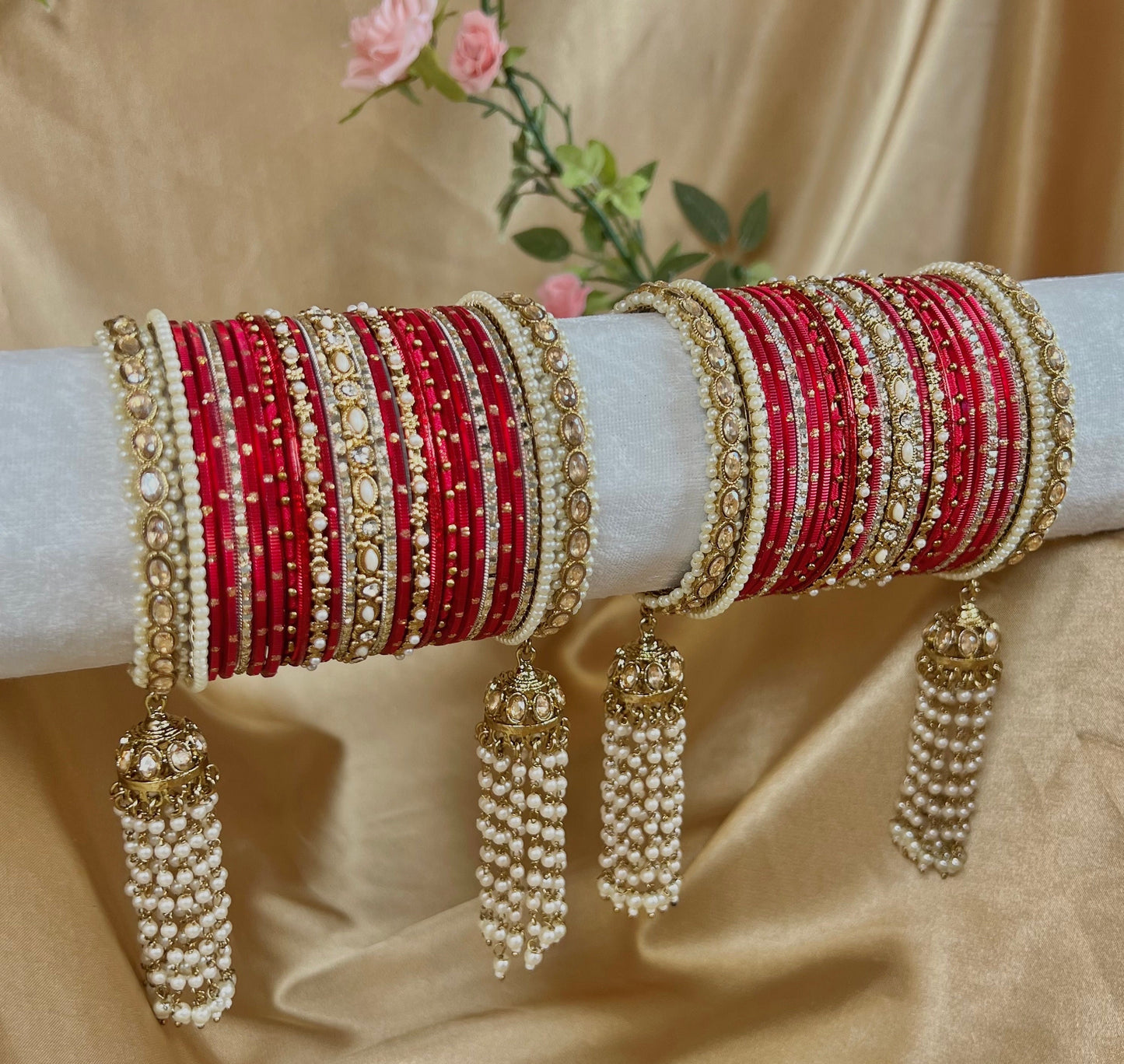 Red Luxury Bridal Bangle Set/Indian/ Pakistani/Jewelley/ Fashion Bracelet