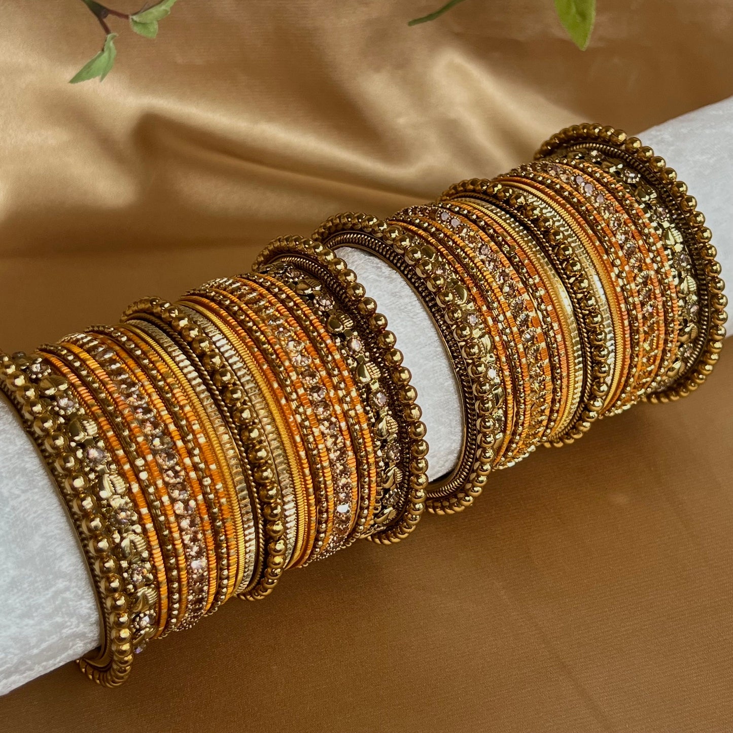 Orange/Golden Bangle Set/Indian/ Pakistani/Jewelley/ Fashion Bracelet/Mendhi Party