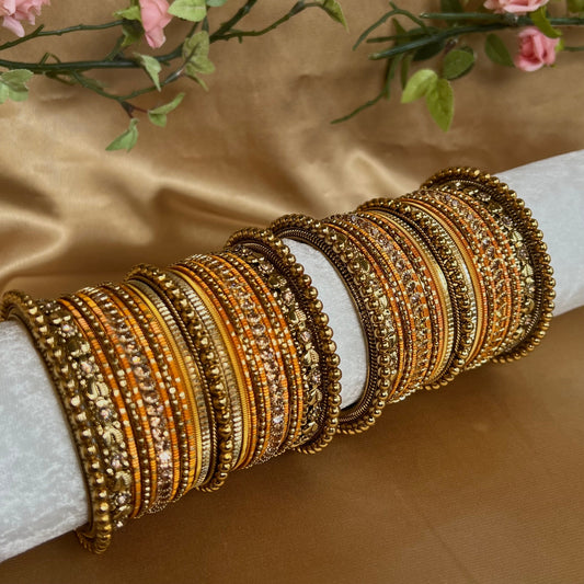Orange/Golden Bangle Set/Indian/ Pakistani/Jewelley/ Fashion Bracelet/Mendhi Party