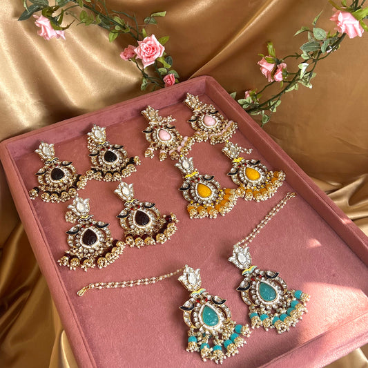 Meenakari/ Blue- Faux Kundan Ear Chain Earring Indian Style Earring/ Pakistani Fashion/Party Earring. Gift for women