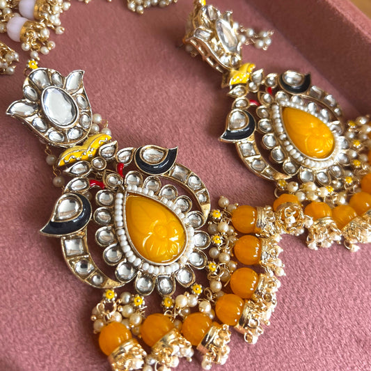 Meenakari/ Yellow- Faux Kundan Ear Chain Earring Indian Style Earring/ Pakistani Fashion/Party Earring. Gift for women
