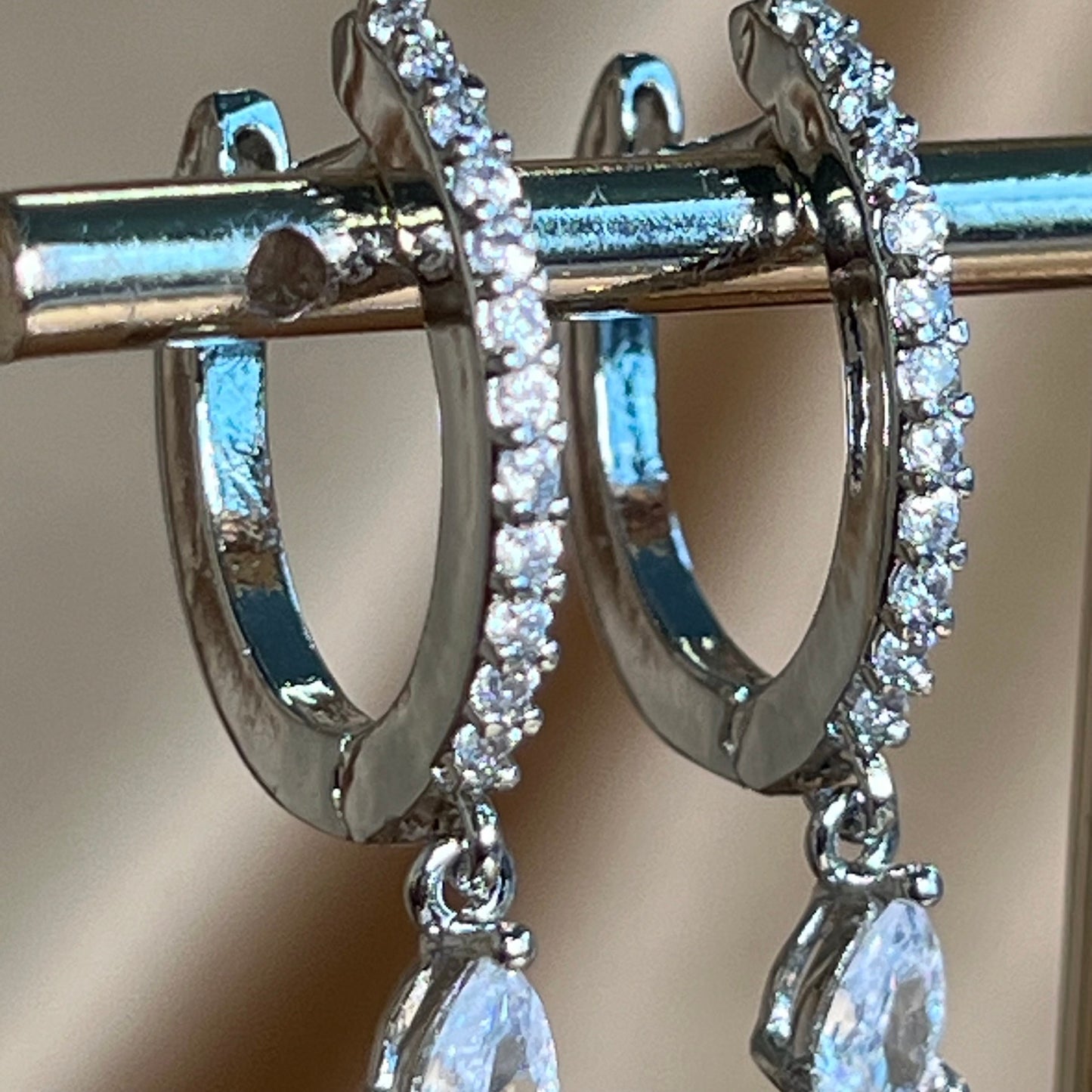 Elegant Crystal Earrings -Silver Hoop Diamond Earring Reception/Civil Wedding/ Party Earring.Gift for women/ Fashion Jewellery/Sophisticated