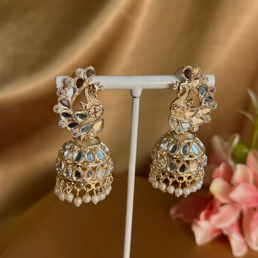 Mirrored Peacock Jhumka Earring Indian Style Earring/ Pakistani Fashion/ Fashion Jewellery/ Gift for Women
