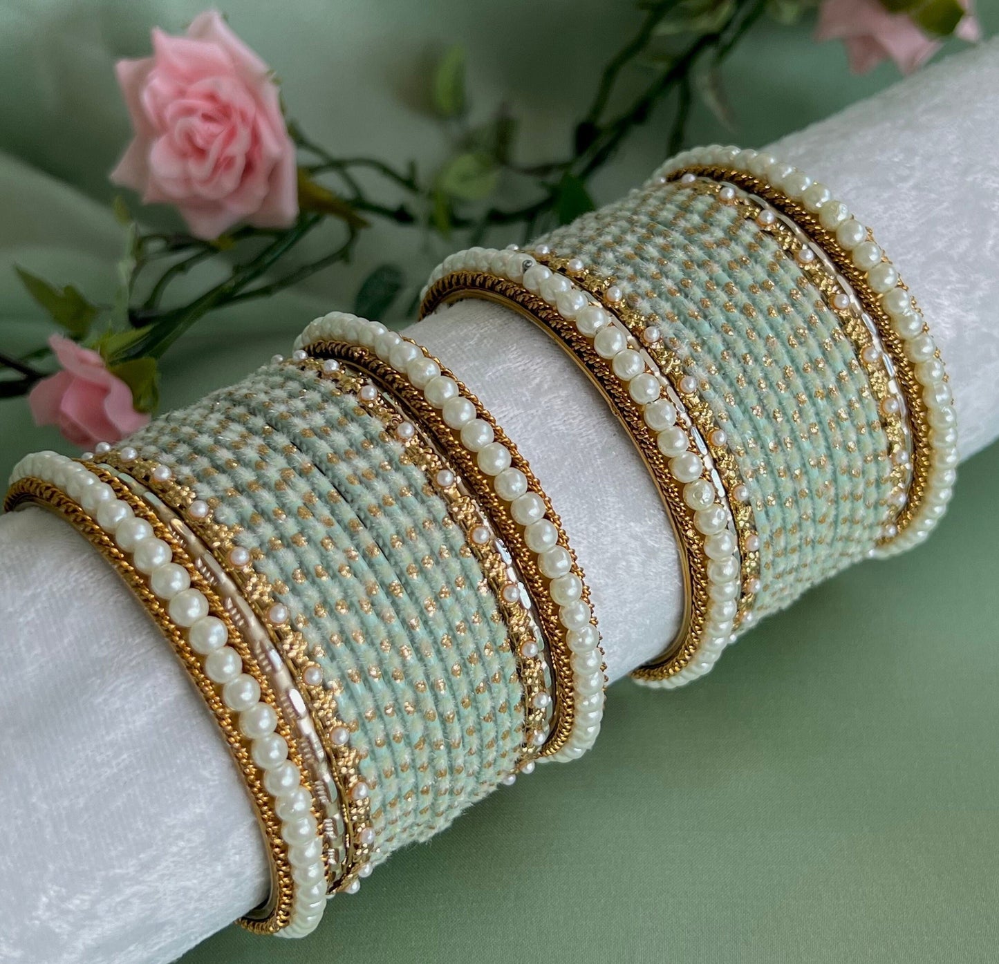 Small Mint Velvet Bangle Set/Indian/ Pakistani/Jewelley/ Fashion Bracelet