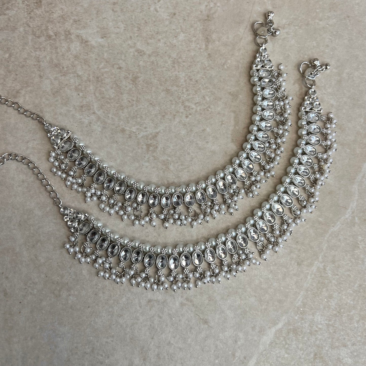 Anklets Silver- Rhinestones/Indian/ Pakistani Style Jhanjra