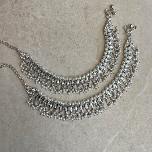 Anklets Silver- Rhinestones/Indian/ Pakistani Style Jhanjra