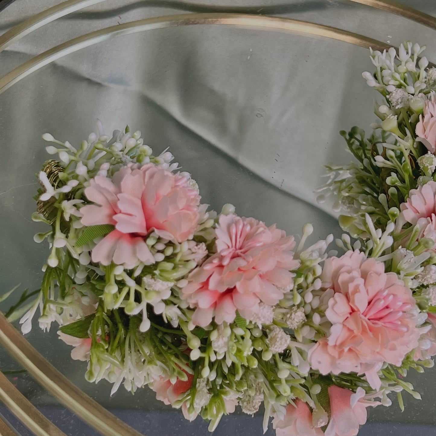 Ladies Floral Bun Gajra Artificial Flower Accessory - Pink/ Unique Style/ Indian/ Pakistani/Fashion Jewellery/ Gift for Women