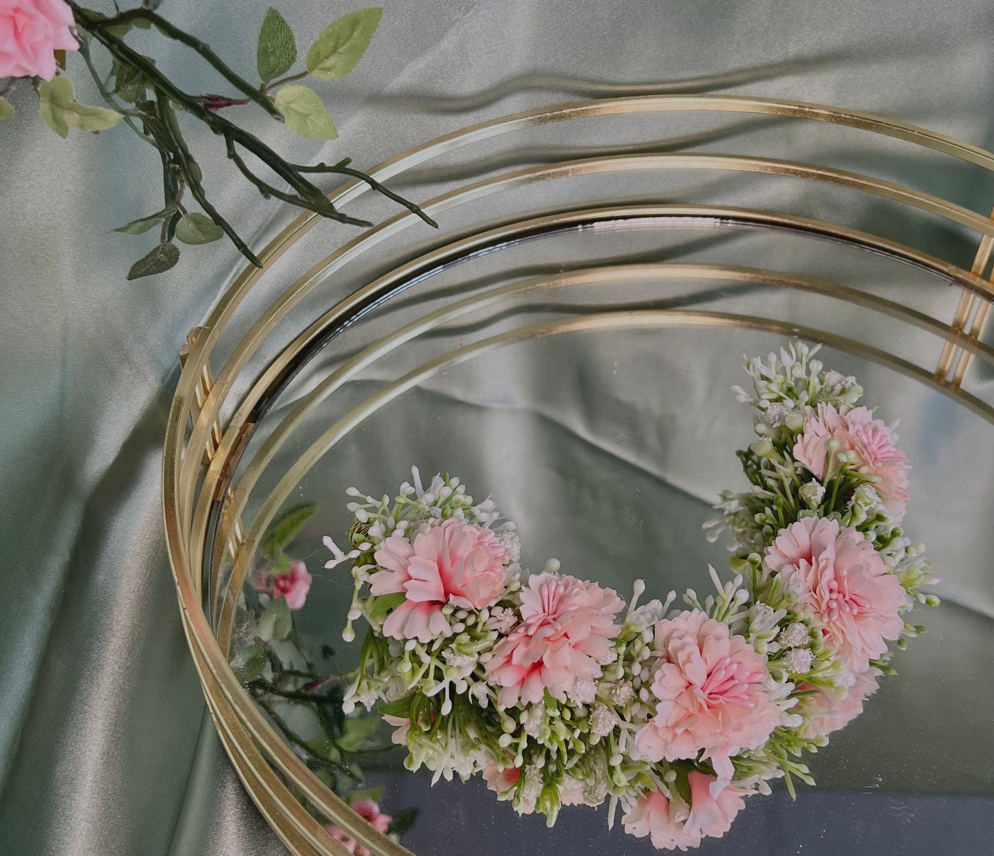 Ladies Floral Bun Gajra Artificial Flower Accessory - Pink/ Unique Style/ Indian/ Pakistani/Fashion Jewellery/ Gift for Women