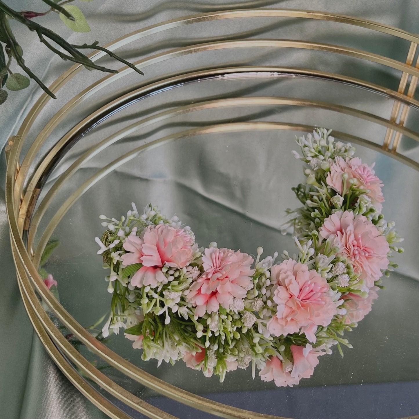 Ladies Floral Bun Gajra Artificial Flower Accessory - Pink/ Unique Style/ Indian/ Pakistani/Fashion Jewellery/ Gift for Women