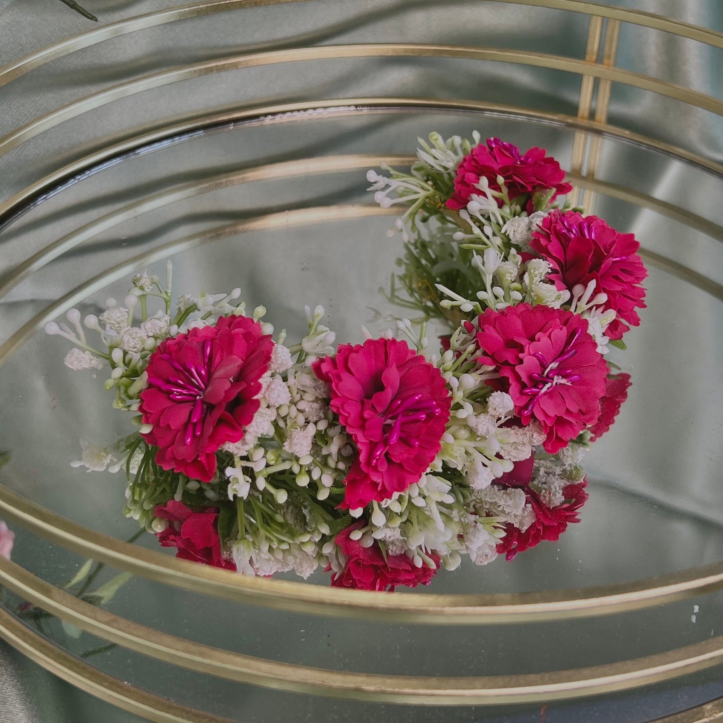 Ladies Floral Bun Gajra Artificial Flower Accessory - Hot Pink/ Unique Style/ Indian/ Pakistani/Fashion Jewellery/ Gift for Women