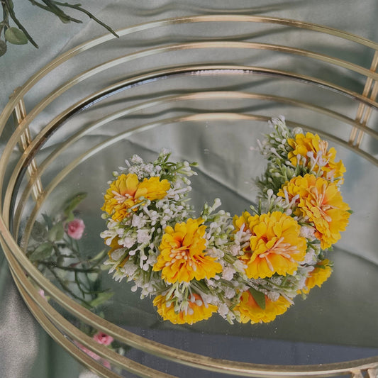 Ladies Floral Bun Gajra Artificial Flower Accessory - Yellow/ Unique Style/ Indian/ Pakistani/Fashion Jewellery/ Gift for Women