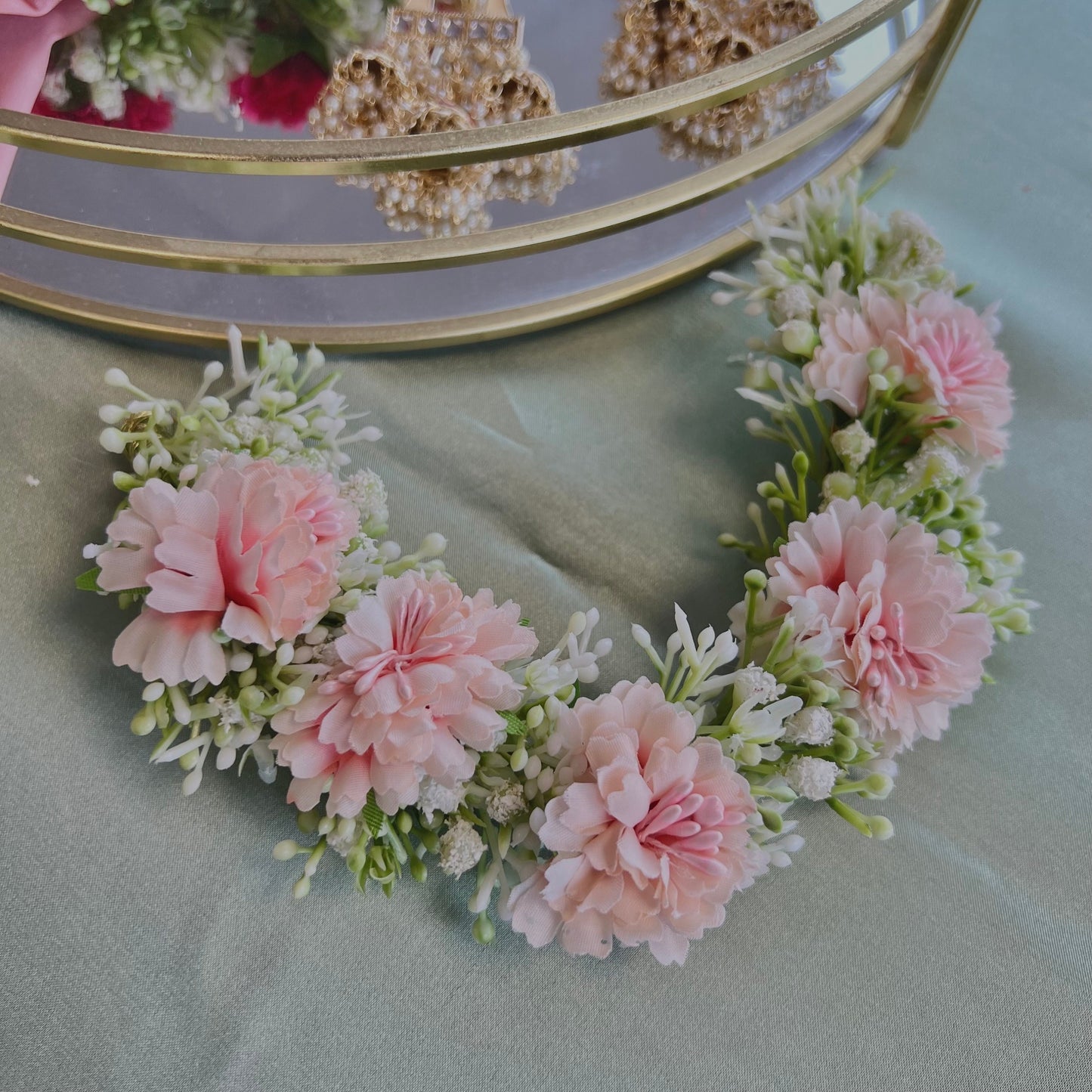 Ladies Floral Bun Gajra Artificial Flower Accessory - Pink/ Unique Style/ Indian/ Pakistani/Fashion Jewellery/ Gift for Women