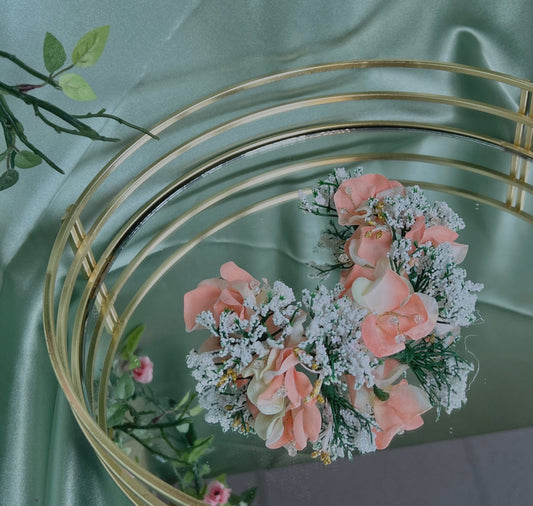 Ladies Floral Bun Gajra Artificial Flower Accessory - Peach/ Unique Style/ Indian/ Pakistani/Fashion Jewellery/ Gift for Women