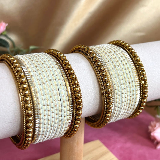 Small Velvet Bangle Set- Cream/Indian/ Pakistani/Jewelley/ Fashion Bracelet